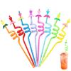 12 Pcs Mermaid Tail Drinking Plastic Straws + 4 Temporaty Tattoos +1 Cleaning Brush,Reusable Drinking Straws for Birthday Party Supplies view 1