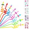 12 Pcs Mermaid Tail Drinking Plastic Straws + 4 Temporaty Tattoos +1 Cleaning Brush,Reusable Drinking Straws for Birthday Party Supplies view 2