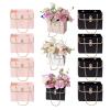 KUZEOLON 8pcs Flower Paper Gift Box, valentines Day bag Gift Box, Bouquet Bags Flower Box with metal chain Case, Flower Boxes for Arrangements Wedding Valentine's Day Gift Wrap Bags (Black + Pink) view 1
