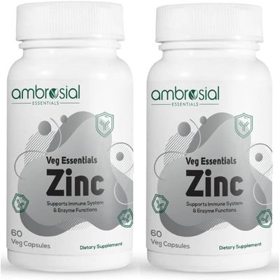 Ambrosial Zinc Tablets High Strength 30 mg (Pack of 2-120 Capsules)