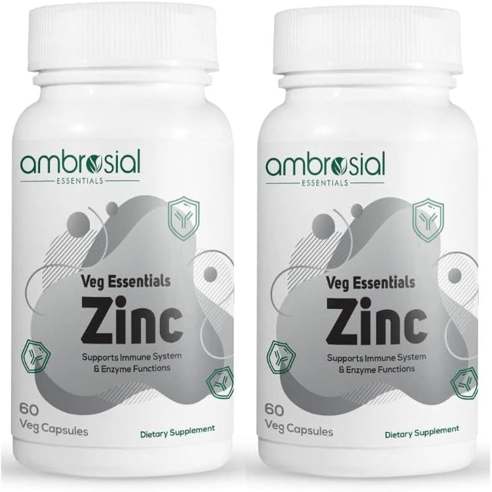 Ambrosial Zinc Tablets High Strength 30 mg (Pack of 2-120 Capsules)
