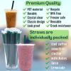 [100 SETS] 32 oz Clear Plastic Cups with Lids and STRAWS, Disposable Drinking Cups for Cold Drinks, Iced Coffee, Milkshakes, Smoothies view 3