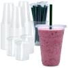 [100 SETS] 24 oz Clear Plastic Cups with Lids and STRAWS, Disposable Iced Coffee cups with Lids, Clear Cups with Lids for Cold Drinks, Iced Tea, Milkshakes, Smoothies view 1