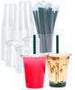 [100 SETS] 16 oz Clear Plastic Cups with Lids and STRAWS, Disposable Iced Coffee cups with Lids, Clear Cups with Lids for Cold Drinks, Iced Tea, Milkshakes, Smoothies view 1