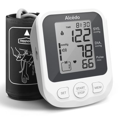 Alcedo Blood Pressure Monitor for Home Use, Accurate Upper Arm BP Monitor with Large Cuff, Alarm Reminder, 2 x 120 Memory, Talking Function
