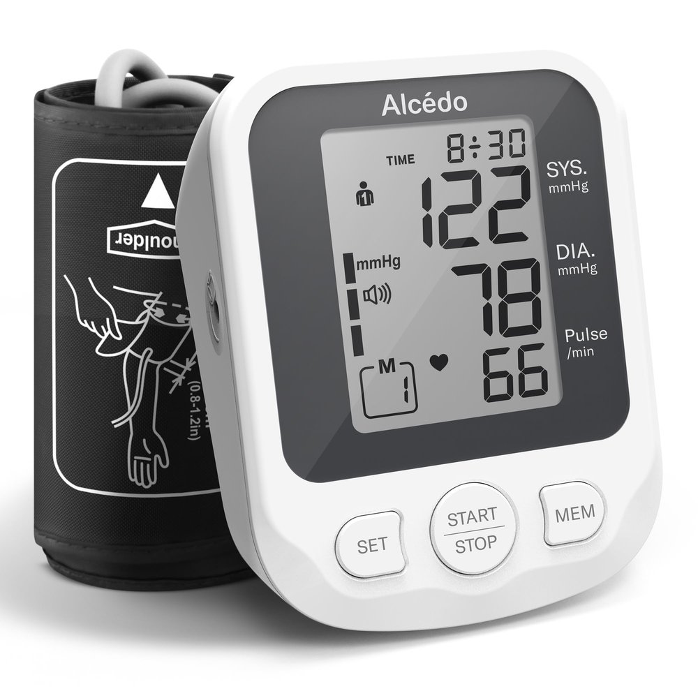 Alcedo Blood Pressure Monitor for Home Use, Accurate Upper Arm BP Monitor with Large Cuff, Alarm Reminder, 2 x 120 Memory, Talking Function
