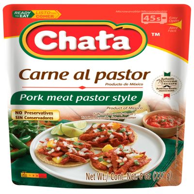 Chata Authentic Mexican Carne Al Pastor, Seasoned Pork, 8 oz, Pack of 12