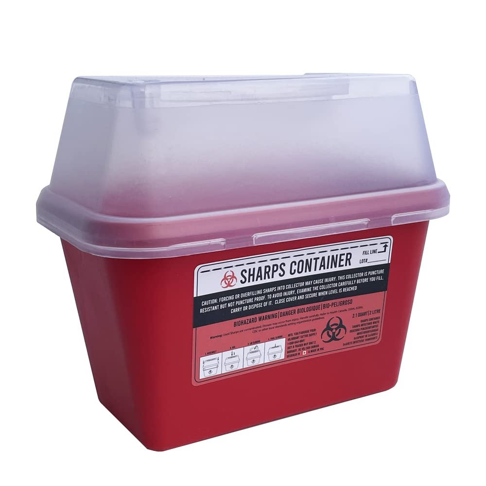 Hildbrandt Sharps Container for Professional and Home Use - 1 Quart or 2 Quart - Needle and Syringe Disposal (2 Quart/2 Liter x1)
