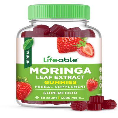 Lifeable Moringa Gummies for Adults | 4000mg Moringa Extract | Great Tasting Moringa Supplement | Antioxidant Superfood for Men Women | 60 Gummies