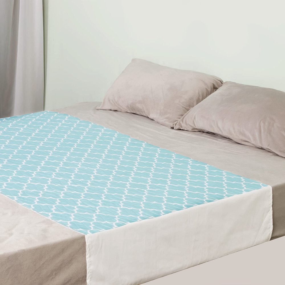 OUTCREATOR Saddle Style Bed Pad with Tuck-in Sides, 34" x 76" Reusable Incontinence Underpad, Absorbent Waterproof Washable Quilted Tuckable Mattress Protector for Adults, Elderly, Kids, Pets (Green)
