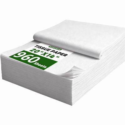 Bobobag 960 Sheets 20"X14" White Tissue Paper Bulk for Gift Bags Wrapping Packing Moving,Weddings Birthday Showers Arts Craft Party Favor Decoration Box Filler