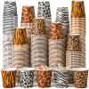 Rtteri 300 Pcs Jungle Safari Animal Party Paper Cups Bulk Leopard Cheetah Tiger Zebra Giraffe Print Cups 8 oz Wild Animals Disposable Cups for Baby Shower Wedding Birthday Zoo Theme Party Supplies view 1