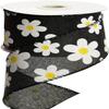 GorinsKani 10 Yard 2.5" Daisy Ribbon with Wired Edge Summer Spring Flower Ribbon for Gift Wrapping Party Decoration (Black) view 1