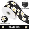 GorinsKani 10 Yard 2.5" Daisy Ribbon with Wired Edge Summer Spring Flower Ribbon for Gift Wrapping Party Decoration (Black) view 2