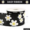 GorinsKani 10 Yard 2.5" Daisy Ribbon with Wired Edge Summer Spring Flower Ribbon for Gift Wrapping Party Decoration (Black) view 3