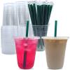 [100 Sets] 20 oz Clear Plastic Cups with Lids and STRAWS, Disposable Party Cups for To Go Iced Coffee Cold Drinks, Smoothie, Juice, Parfait, Frappuccino, Milkshake. No Leaking Fruit Cup view 1