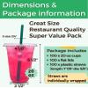 [100 Sets] 20 oz Clear Plastic Cups with Lids and STRAWS, Disposable Party Cups for To Go Iced Coffee Cold Drinks, Smoothie, Juice, Parfait, Frappuccino, Milkshake. No Leaking Fruit Cup view 2