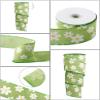 GorinsKani 10 Yard 2.5" Daisy Ribbon with Wired Edge Summer Spring Flower Ribbon for Gift Wrapping Party Decoration (Green) view 3