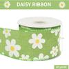 GorinsKani 10 Yard 2.5" Daisy Ribbon with Wired Edge Summer Spring Flower Ribbon for Gift Wrapping Party Decoration (Green) view 4