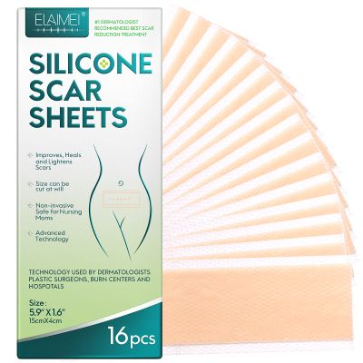 Silicone Scar Sheets,Professional Silicone Tape for Scars(16 pads-5.9x 1.6),Silicone Scar Tape,Scar Removal Sheets,Silicone Scar Strips for Surgical Scars, C-Section, Surgery, Burn, Keloid, Acne