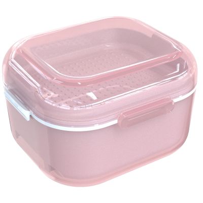ARGOMAX Denture Case, Denture Cup for Soaking Dentures(Not Leak-Proof), Thorough Cleaning of Dentures, Retainer, Mouthguards, Clear Braces (Pink).