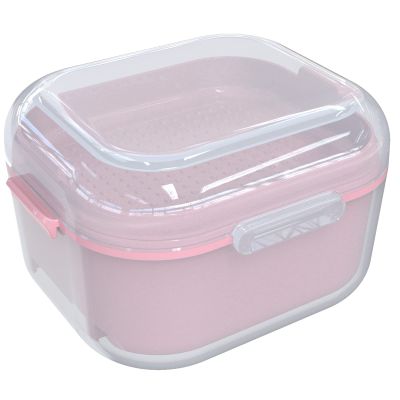 ARGOMAX Denture Case, Denture Cup for Soaking Dentures(Not Leak-Proof), Thorough Cleaning of Dentures, Retainer, Mouthguards, Clear Braces (Dark Pink).