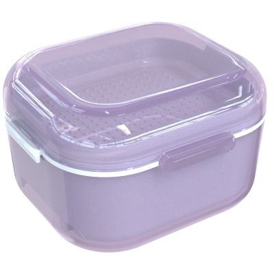 ARGOMAX Denture case, Denture Cup for Soaking dentures(Not Leak-Proof), Thorough Cleaning of dentures, Retainer, Mouthguards, Clear Braces (Purple).