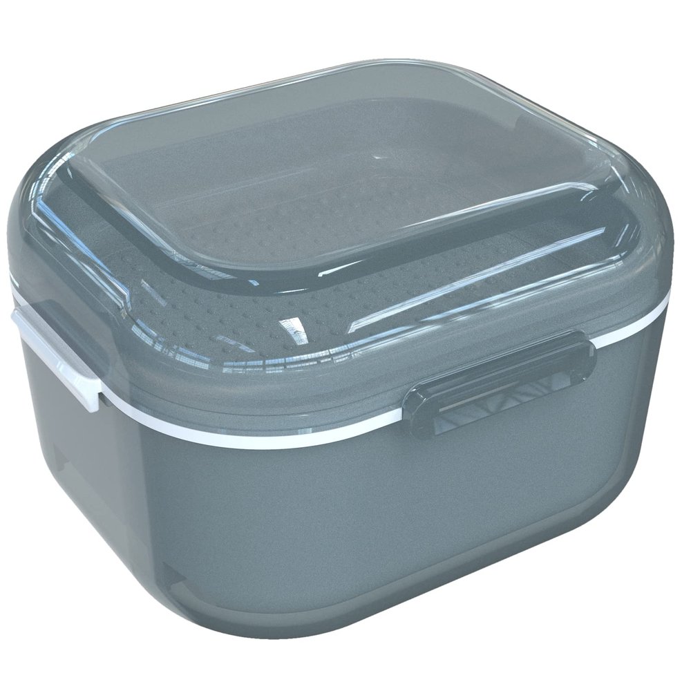 ARGOMAX Denture Case, Denture Cup for Soaking Dentures(Not Leak-Proof), Thorough Cleaning of Dentures, Retainer, Mouthguards, Clear Braces (Grey).