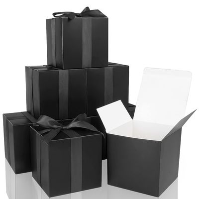 COTOPHER Small Gift Boxes 25 Pack 5x5x5 inches Black Gift Boxes with Lids for Gifts, Crafting, Wedding Party Favor, Cupcake Boxes, Candy, Bridesmaids Proposal Box with Ribbons and Stickers