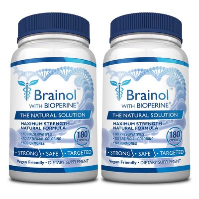 Brainol - The Smartest Choice For A Brain Boosting Nootropic - Enhance Mental Performance, Focus and Clarity - With DMAE, Huperzine A, BioPerine - Vegan-Friendly - 360 Capsules - 6 Month Supply