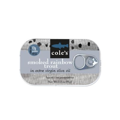 COLES - Smoked Trout Fillet with Extra Virgin Olive Oil | 3.2oz Hand-Packed Canned Fish | High in Protein & Vitamin D | Preservative Free | Single Unit