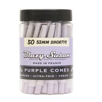 Blazy Susan Ultra Thin Purple Pre-Rolled Cones 50 Count (Approximately 2.09-inch or Double-Wide)