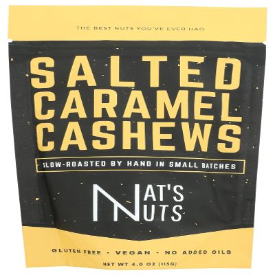 Nat's Nuts, Cashews Salted Caramel, 4 Ounce