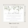 Personalized Love and Thanks Wedding Thank You Cards with Message, 5.5x4.25" Modern Greenery Flat Cards with Envelopes view 2