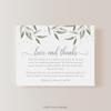 Personalized Love and Thanks Wedding Thank You Cards with Message, 5.5x4.25" Modern Greenery Flat Cards with Envelopes view 4