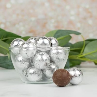 102 Pcs Silver Candy Milk Chocolate Balls (1.5 lbs - Appox. 102 Pcs)