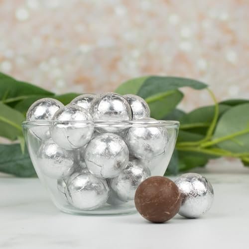 102 Pcs Silver Candy Milk Chocolate Balls (1.5 lbs - Appox. 102 Pcs)