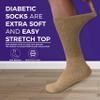 Diamond Star Diabetic Socks, Non-Binding Circulatory Cushion Cotton Crew Diabetic Socks for Men Women 13-15 (3 Pairs Khaki) view 2