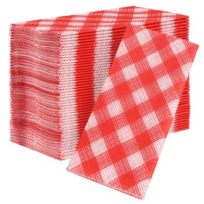 AMERICAN HOMESTEAD Paper Napkins - Red Gingham Disposable Linen-Like Dinner Napkins - Restaurant-Quality Table Serviettes for Weddings, Parties, and Events - 15.75" x 15.75" - 50 Count