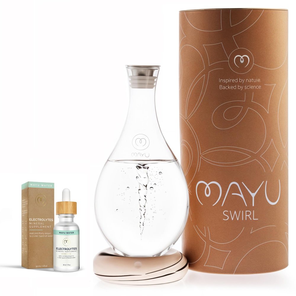 MAYU Swirl Structured Water Pitcher + Electrolyte Hydration Drops Supplement | Energy Boost Bundle