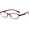 ANRRI Classic Oval Blue Light Blocking Reading Glasses for Women and Men Small Lightweight Red Frame No-Pressure on Nose +1.00 Magnification view 1