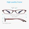 ANRRI Classic Oval Blue Light Blocking Reading Glasses for Women and Men Small Lightweight Red Frame No-Pressure on Nose +1.00 Magnification view 4
