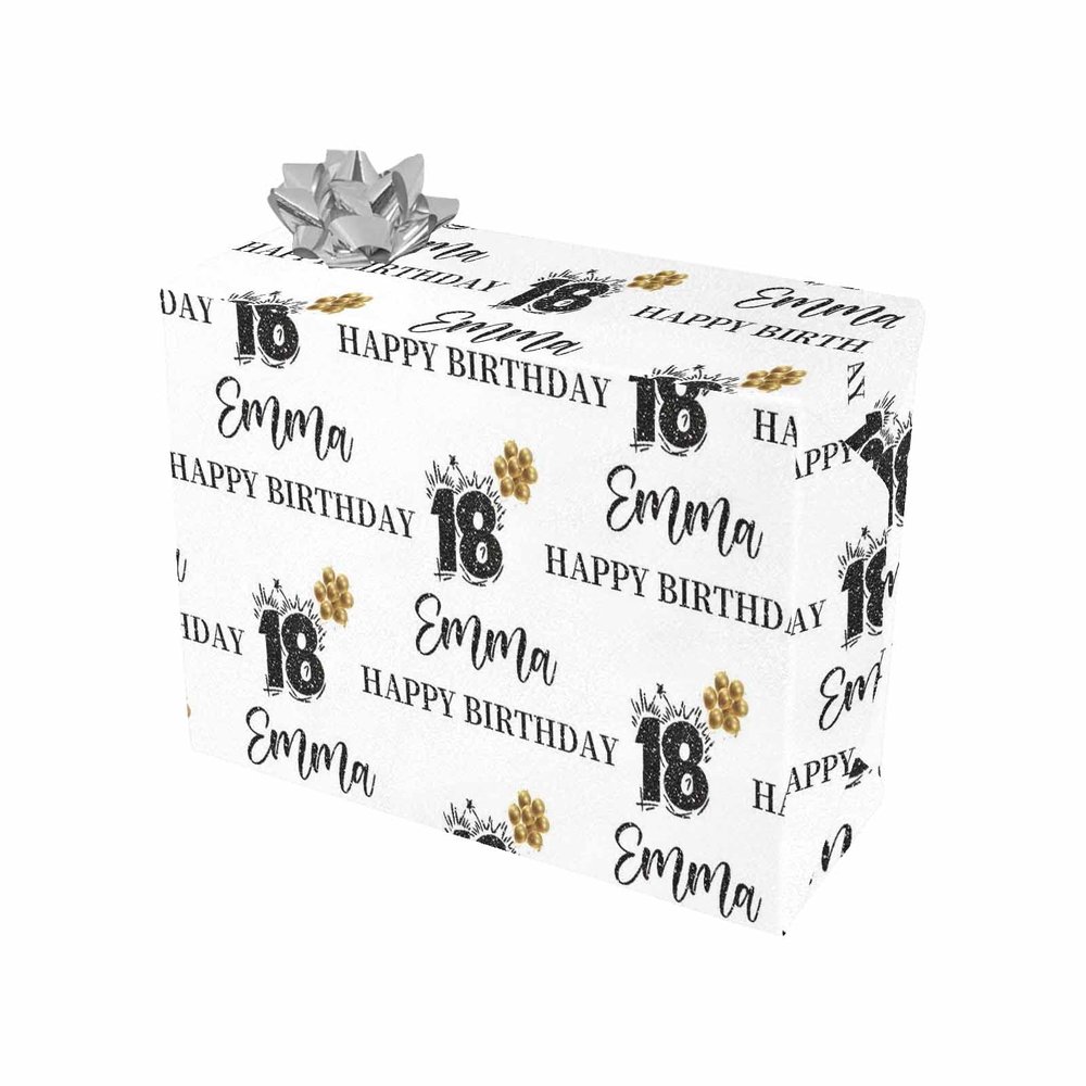 MyPupSocks Customized Best Friend Birthday All Occasion Reversible Wrapping Paper Personalized White Custom Birthday Wrapping Paper
