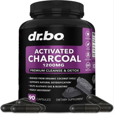 Activated Charcoal Capsules Cleanse Detox - 1200mg Organic Coconut Charcoal Pills for Stomach Gas and Bloating Relief for Men Women Kids - Active Capsules Powder Binder Activated Supplements for Gut