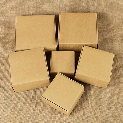 Kraft Paper Gift Box Marbling Style DIY Handmade Candy Chocolate Packaging Birthday Party Wedding Decoration Christmas Gift 6pcs (Color : Kraft Blank, Size : 9x9x4cm)