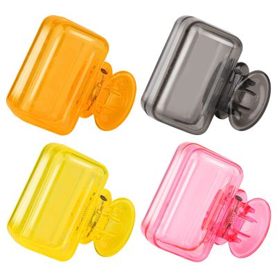 4 Pack Travel Toothbrush Head Covers Toothbrush Protector Cap Brush Pod Case Protective Portable Plastic Clip for Household Travel, Bathroom, Business, Camping, School (Grey, Yellow, Orange, Pink)