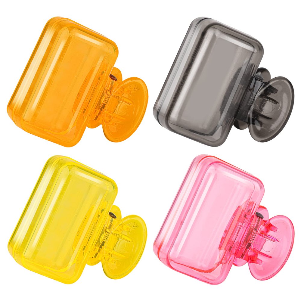 4 Pack Travel Toothbrush Head Covers Toothbrush Protector Cap Brush Pod Case Protective Portable Plastic Clip for Household Travel, Bathroom, Business, Camping, School (Grey, Yellow, Orange, Pink)