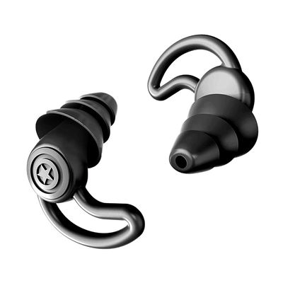 1 Pair Silicone Quiet Ear Plugs, Reusable Noise Reduction Earplugs Hearing Protection Earplug for Sleeping Noise Cancelling - Black