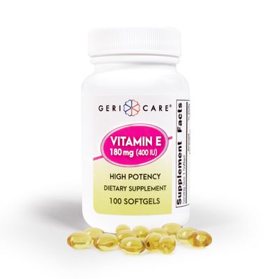 GeriCare High-Potency Vitamin E Capsules  400 IU for Skin & Immune Support, 180mg | 100 Count | Organic Vitamin E for Women and Men