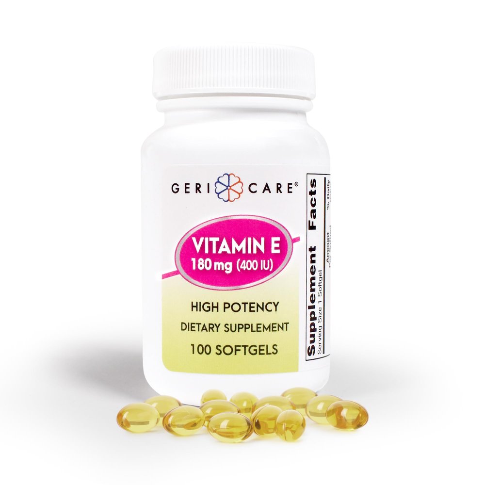 GeriCare High-Potency Vitamin E Capsules 400 IU for Skin & Immune Support, 180mg | 100 Count | Organic Vitamin E for Women and Men